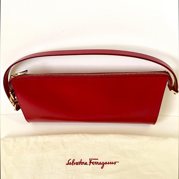 SALVATORE FERRAGAMO Red Leather Shoulder Bag / Purse - Picture 4 of 6